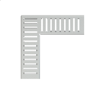Rošt pro drenážní žlab rohový 75&nbsp;mm, pozinkovaná ocel