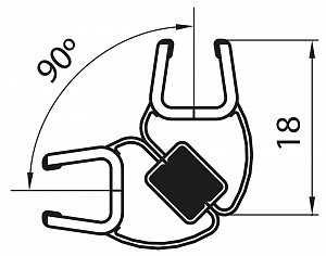 SanSwiss CADURA, ESCURA, SWING-LINE, SWING-LINE F, TOP-LINE S, TOP-LINE Svislé magnetické těsnění 90° na 6 mm skla 42352.KD.2000