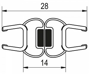 SanSwiss CADURA, TOP-LINE S, TOP-LINE, ECO-LINE Svislé magnetické těsnění 180° na 6 mm skla 42356.KD.1