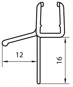 SanSwiss SWING-LINE, SWING-LINE F, FUN Vodorovné těsnění na 6 mm skla (pro montáž bez prahové lišty) 51206.KD.1000