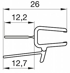 SanSwiss CADURA, ESCURA, SWING-LINE, SWING-LINE F, TOP-LINE S, TOP-LINE, ECO-LINE, FUN, ANNEA, SOLINO Vodorovné těsnění pro 6 mm skla, bez frézování 52203.KD.1000