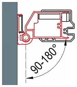 SanSwiss SWING-LINE, SWING-LINE F Profil k upevnění dveří na straně madla nebo boční stěny do zdi po úhlem 90° až 180° WGSL3.50.SM1