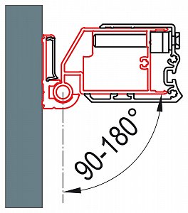 SanSwiss SWING-LINE, SWING-LINE F Profil k upevnění dveří na straně pantů do zdi pod úhlem 90° až 180° WGSL4.50.SM1